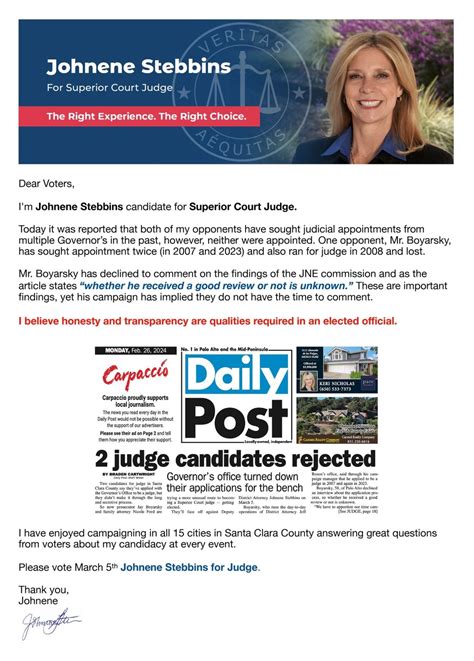 Johnene Stebbins on LinkedIn: Dear Voters of Santa Clara County...