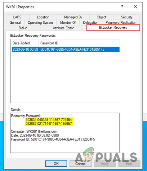 Image result for BitLocker Recovery Tab