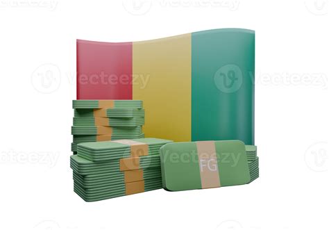 Radiant 3D render illustration of Guinea flag and currency called Guinean Franc 50093798 PNG