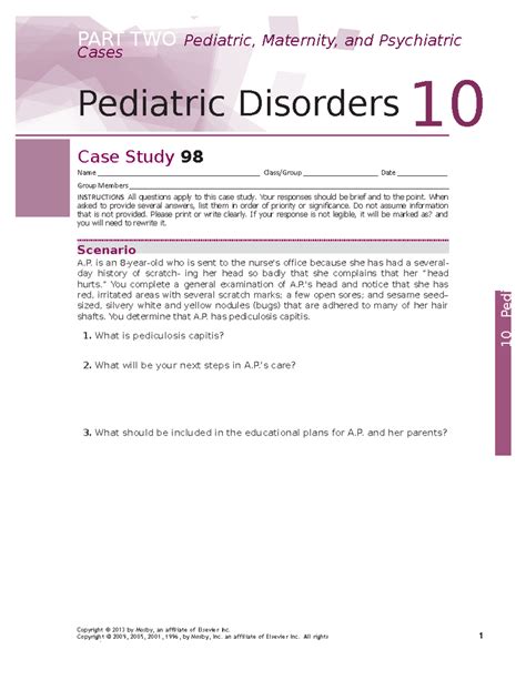 Case Study - ............ - Scenario PART TWO Pediatric, Maternity, and ...