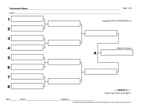 Free Printable Tournament Bracket Templates [6, 8, 10, 16 Teams] Excel