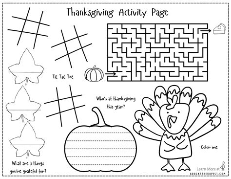 Thanksgiving Activity Pages — A Duck's Therapist