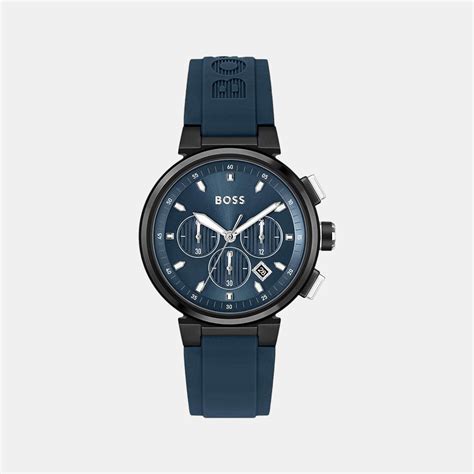 Boss One Men Quartz Blue Dial Chronograph Silicone Watch 1513998 – Just ...