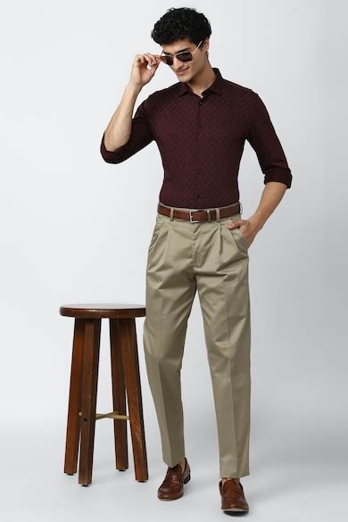 Buy Men Beige Solid Regular Fit Chino Casual Trousers Online - 808106 ...