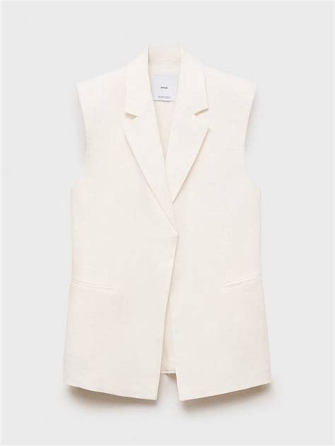 Mango Boreli Tailored Sleeveless Blazer, Natural White
