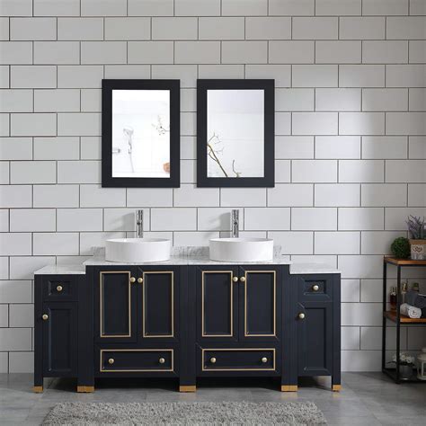 Buy Homecart 72" Double Top Vanity Cabinet and Sink Combo w/Marble ...