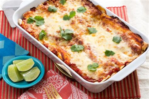 Zucchini & Yellow Squash Enchiladas with Salsa Roja & Monterey Jack ...