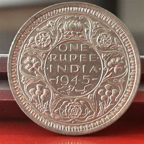 1945 One Rupee of George V King Bombay Mint Half Silver 11.66 Gram Bri ...