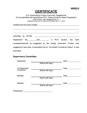 Fillable Online ANNEX CERTIFICATE Fax Email Print - pdfFiller