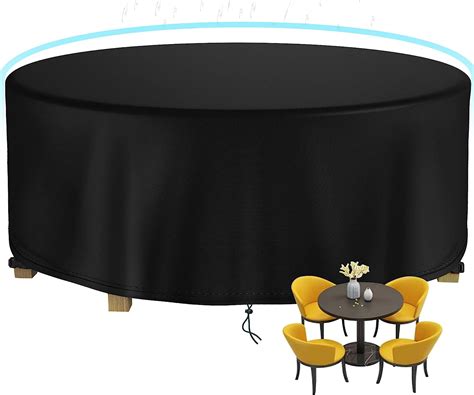 Amazon.com : Round Patio Table Cover Waterproof, 62" Diax25" H Heavy ...