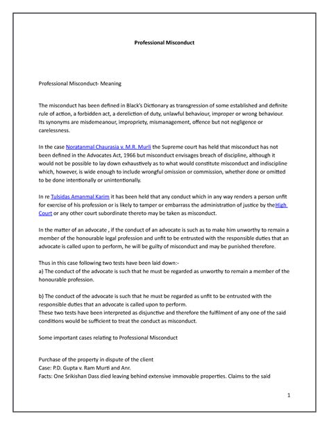 Professional Misconduct - Professional Misconduct Professional ...