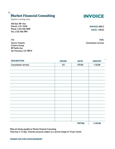 Invoice Example 的图像结果