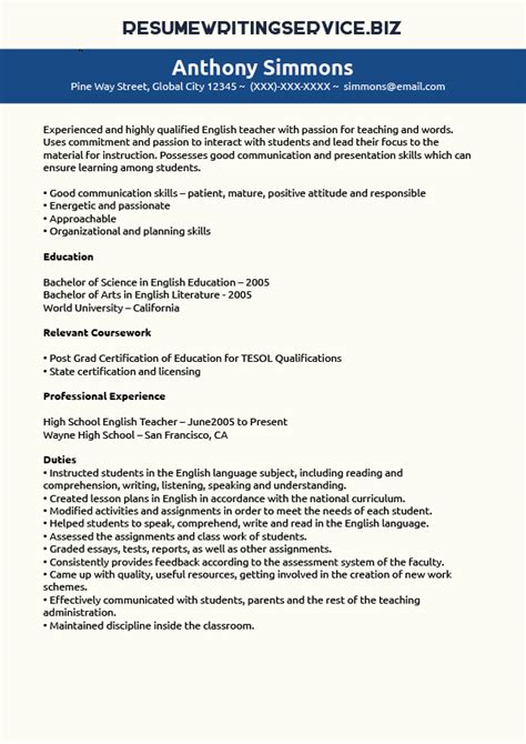Bildergebnis für english resume example
