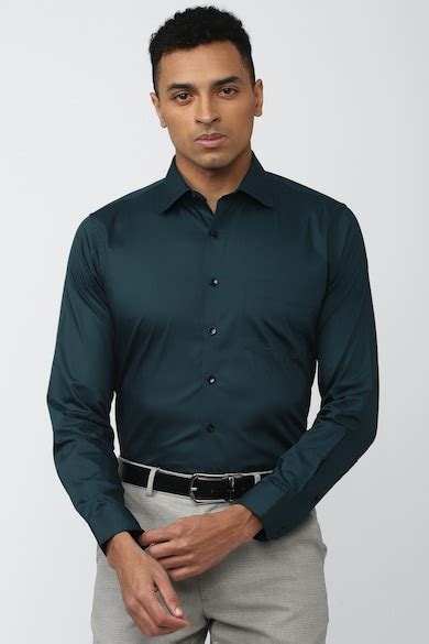 Buy Men Green Slim Fit Solid Full Sleeves Formal Shirt Online - 860672 ...