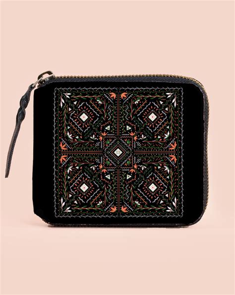 Stylish Small Bifold Wallet Cosmic Threads – Zipper Closure | Kalankit