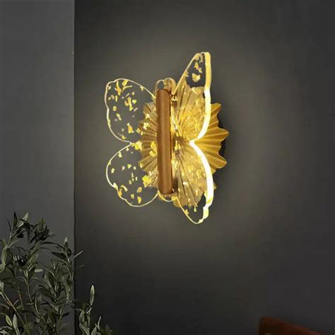 Hdc resin art Acrylic butterfly wall sconce for living room bedside