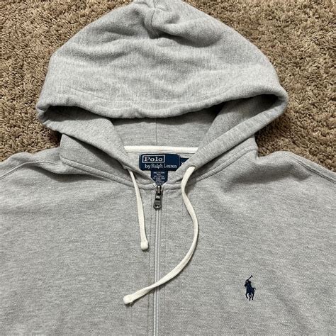 Grey Polo Ralph Lauren Zip Up Hoodie XL -... - Depop