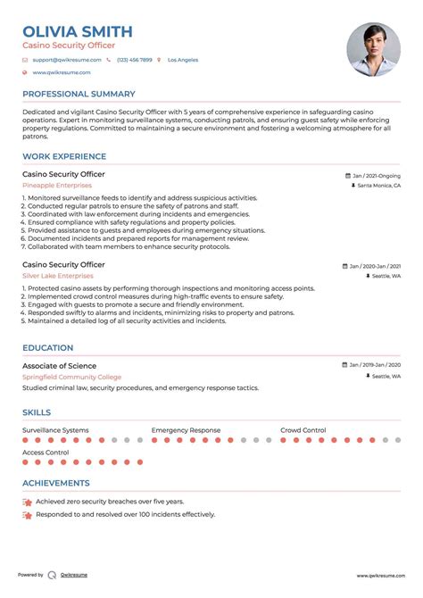 10+ Casino Security Officer Resume Samples & Templates for 2025