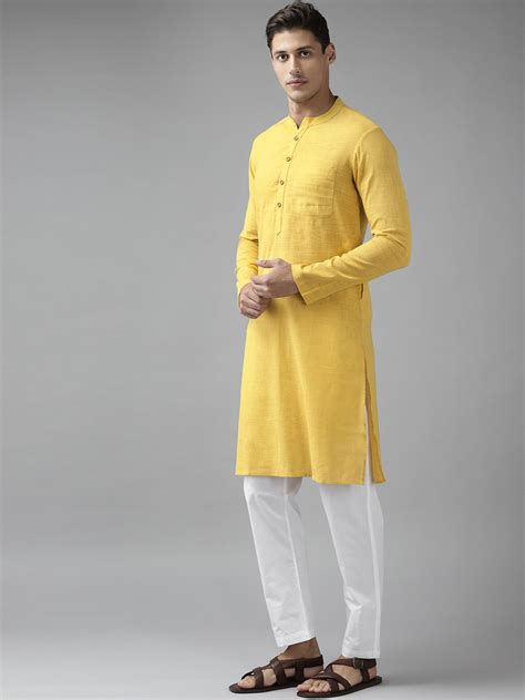 Men Yellow Cotton Slub Straight kurta Men Style – See Designs
