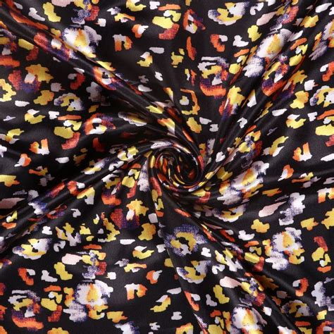 Black And Yellow Animal Pattern Digital Print Ultra Satin Fabric ...