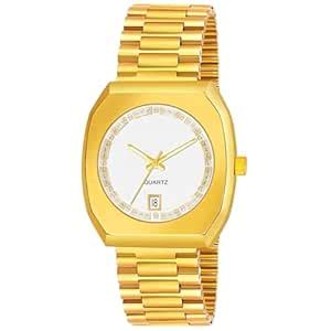 Buy Shocknshop Gold Date Stainless Steel Strap Analog Watch for Men ...