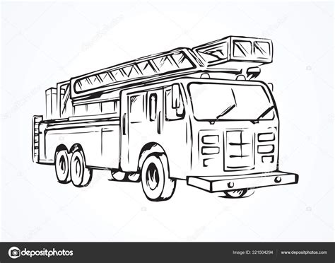Fire Truck Line Art