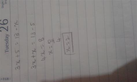 solve .3x + 5 =13-x - Brainly.in