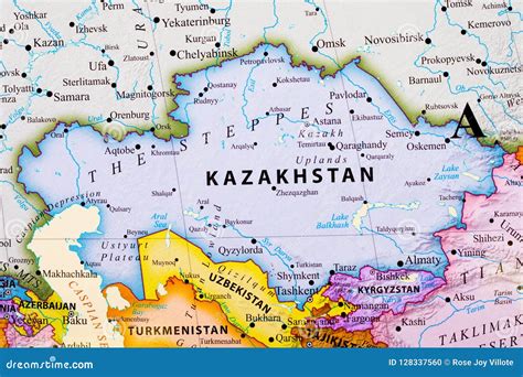 Map of Kazakhstan stock illustration. Illustration of city - 128337560