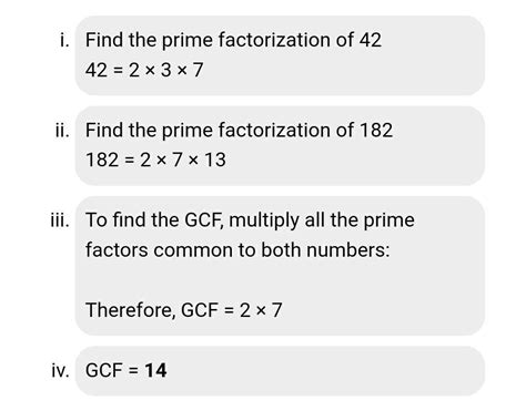prime factorisation of 42 and 182 in short division method - Brainly.in