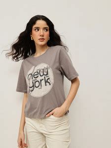 Espresso Printed Women Round Neck Brown T-Shirt - Buy Espresso Printed ...
