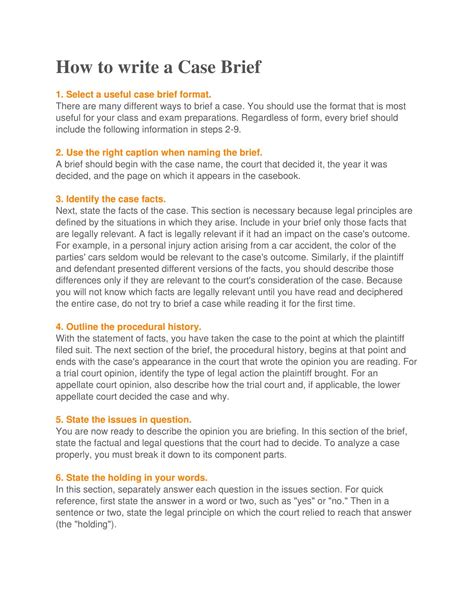 Free Printable Case Brief Templates [PDF, Word]