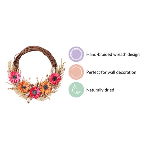 Eco Sustainable Flower Wreath For Home Multicolour Online - Premium ...