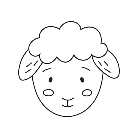 Cute vector sheep, lamb icon for children, outline illustration of farm ...