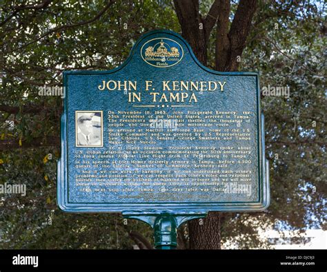 Plaque commemorating JFK's visit to Tampa on 18 November 1963, Lykes ...