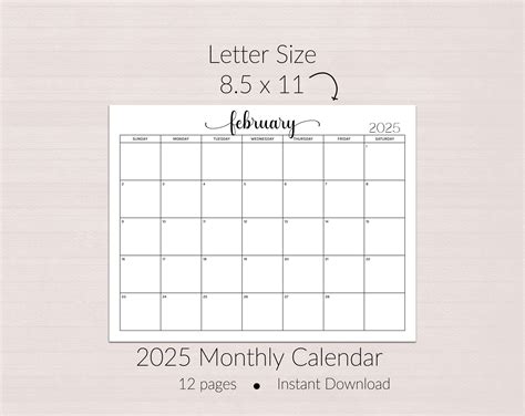 2025 Monthly Printable Planner Landscape, Monthly Planning