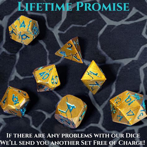 Buy DND Metal Dice - Pharaoh Ruins Gold Metal Dice with Blue Cracks ...