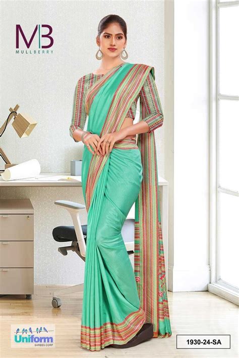 Uniform Sarees for Hotel Staff - Turquoise Women'S Premium Mulberry ...