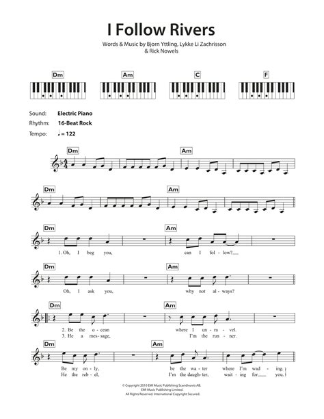 I Follow Rivers (Piano Chords/Lyrics) - Print Sheet Music Now
