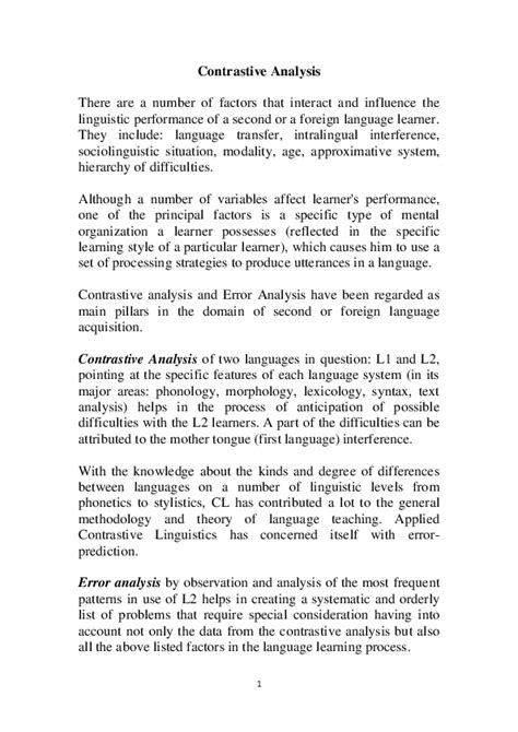 Image result for Contrastive Analysis Example