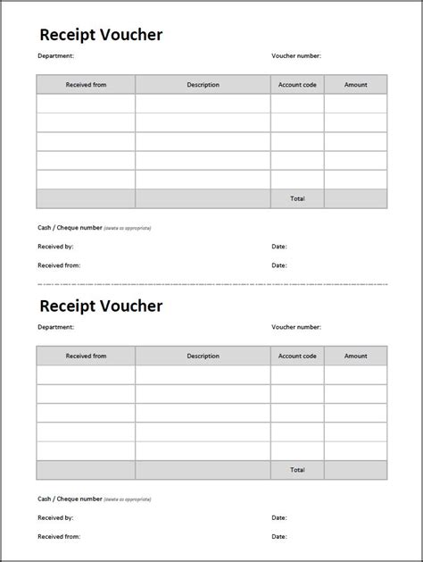 Image result for Receipt Voucher Example