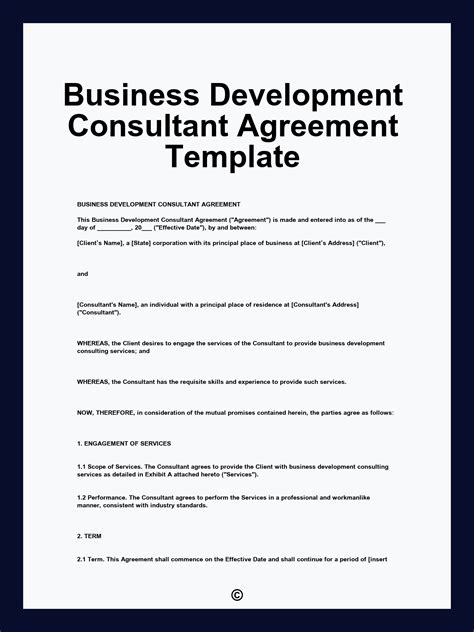 Business Development Consultant Agreement Template