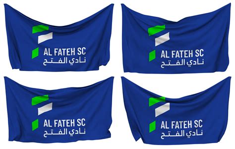 Al Fateh Sports Club Pinned Flag from Corners, Isolated with Different ...