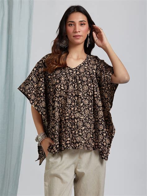 Black Bagru Hand Block Printed Cotton Suit- Set of 3