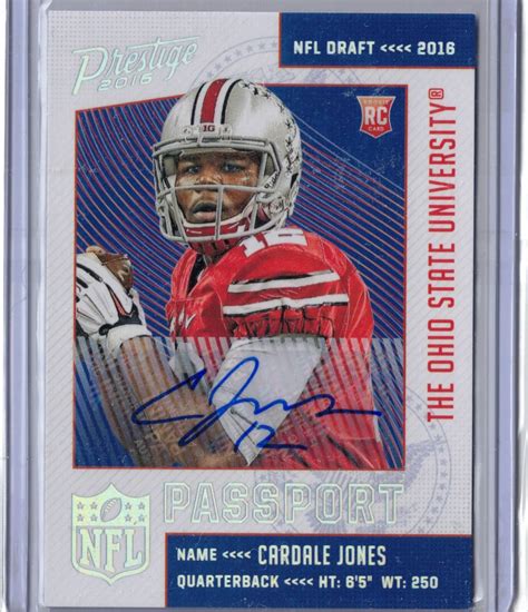 2016 Prestige NFL Passport Cardale Jones Auto Rookie RC /100 Ohio State ...