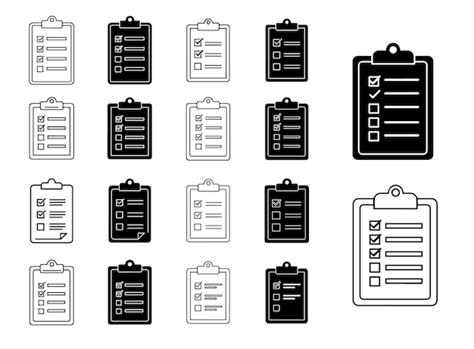 Clipboard checklist icons collection for task management | Premium Vector