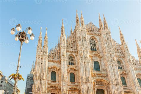 Famous church Milan Cathedral Duomo di Milano with Gothic spires and ...