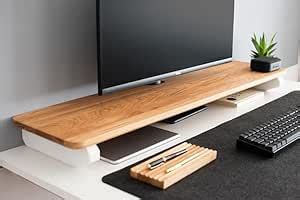 carpentray Wooden Computer Monitor Stand, Monitor Riser Desk Shelf ...