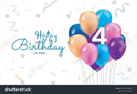 Happy 4 Birthday Greeting Card Vector Stock Vector (Royalty Free ...
