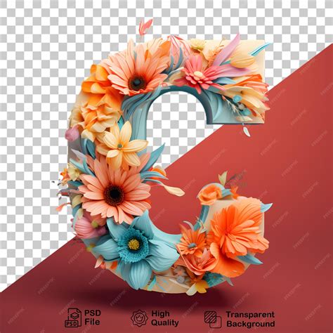 Premium PSD | Letter c with flower isolated on transparent background include png file