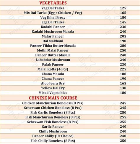 Menu at HAJI ALI, New Town, HF9J+WH5